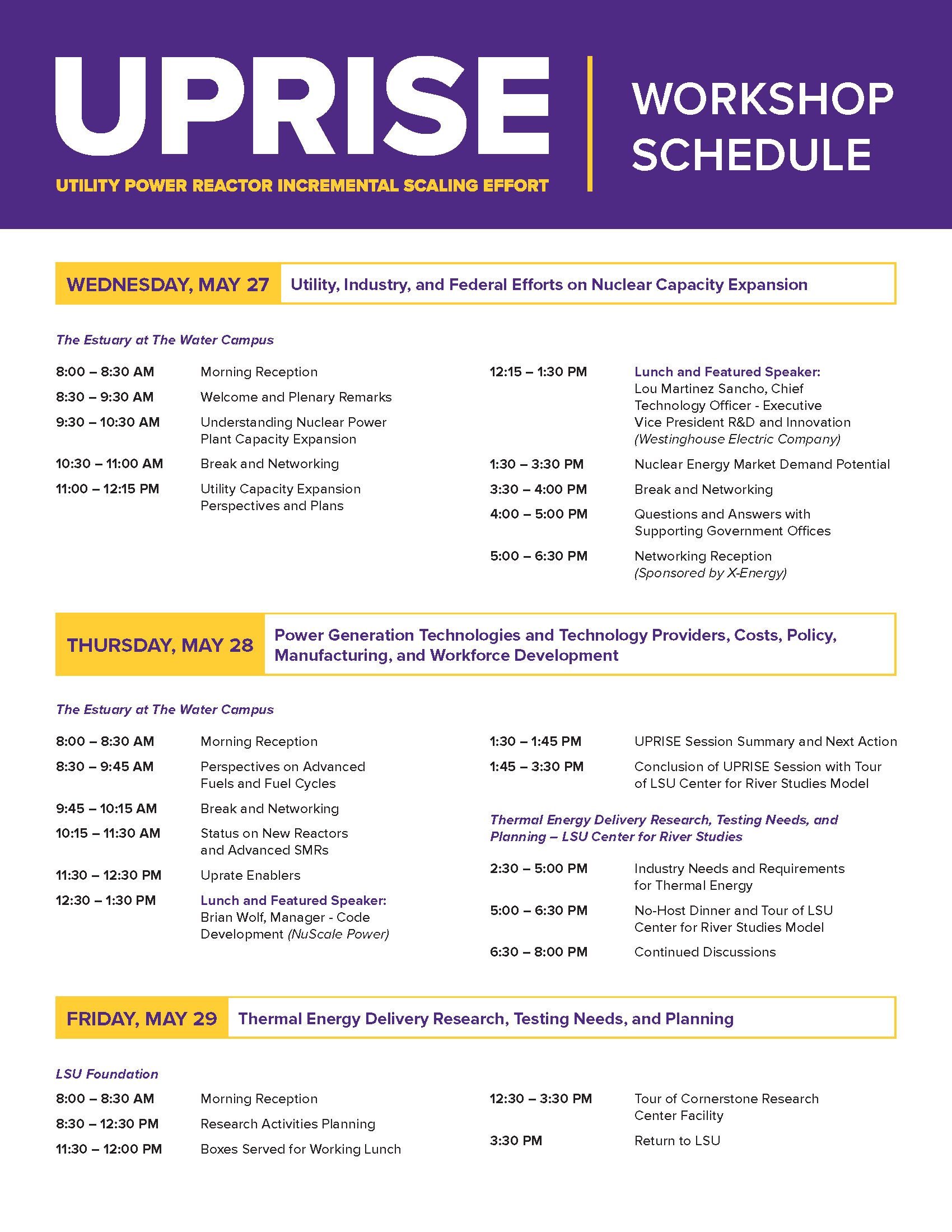 UPRISE Agenda listing